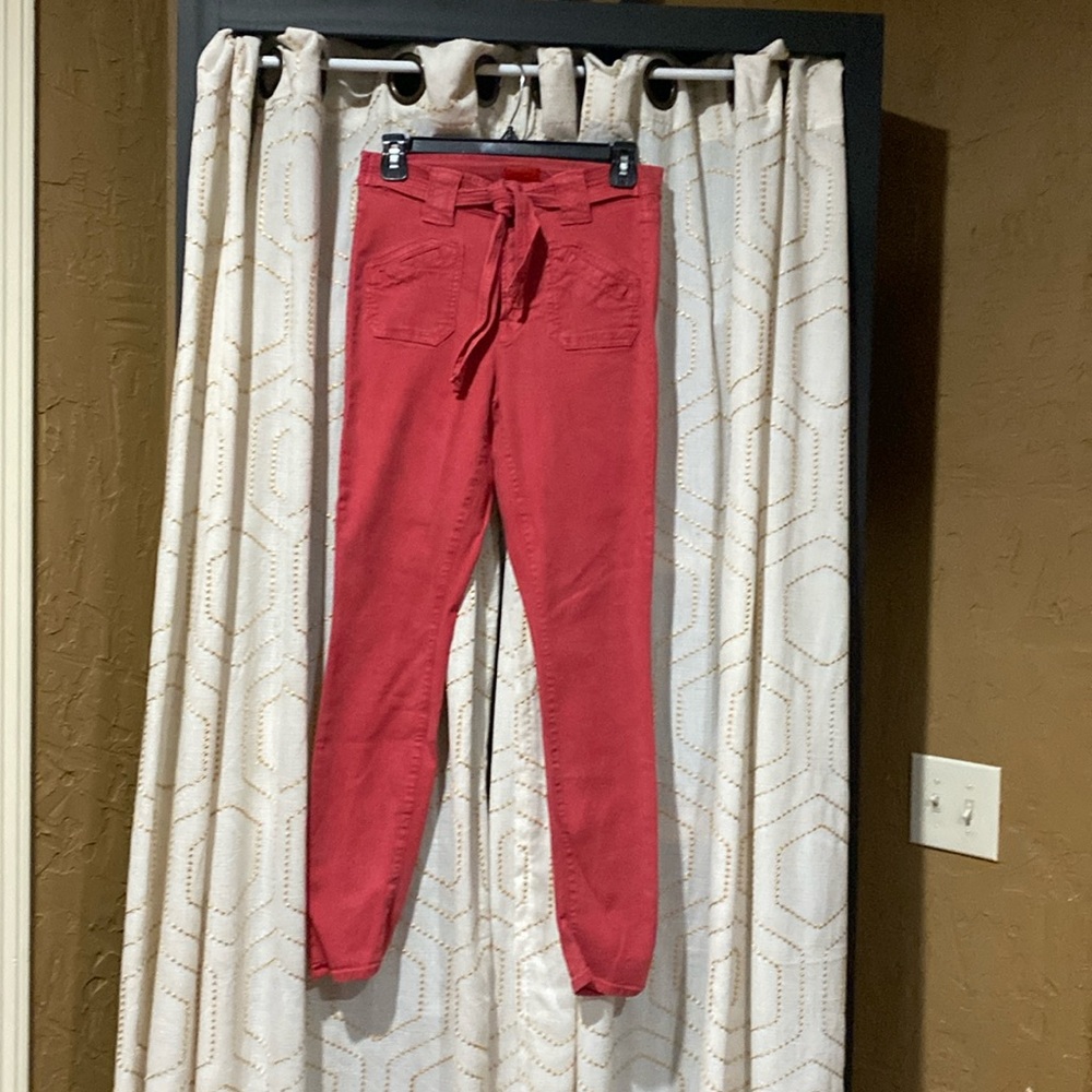 Mother Salmon colored jeans with tie belt